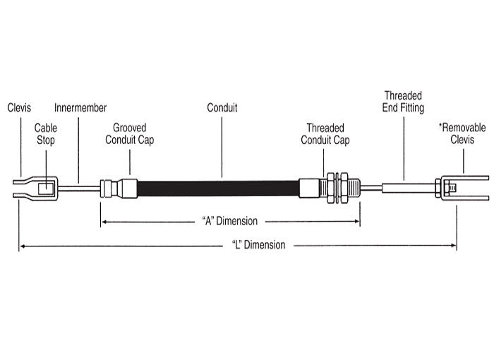 Tração do conjunto de cabo do controle do freio somente com a extremidade rosqueada opcional Rod