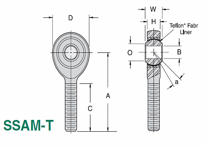 As extremidades de Rod de aço inoxidável PTFE de 3 partes alinharam SSAM - T/SSAF - precisão de T