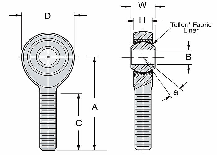 Extremidades de Rod de aço inoxidável resistentes do laço, SSHM - extremidade de Rod do rolamento de esferas da precisão de T