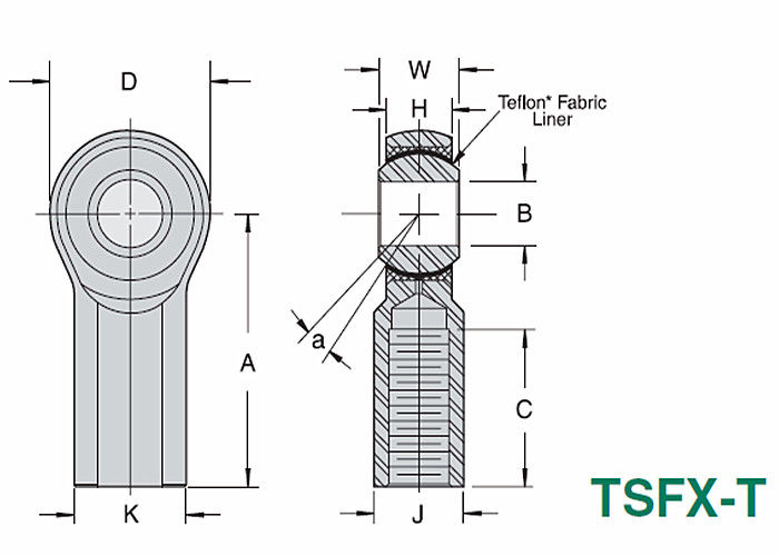 TSMX - T/TSFX - parte de aço inoxidável PTFE das extremidades de Rod 3 da junção de bola da precisão de T alinhada