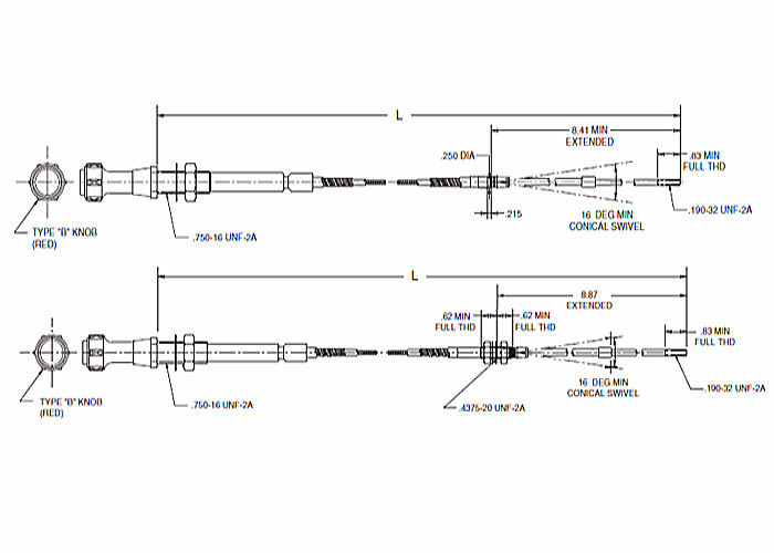 Cabeça de cabo push pull do controle do cabo de controle do deslocamento de engrenagem da série da mistura 565 - 550