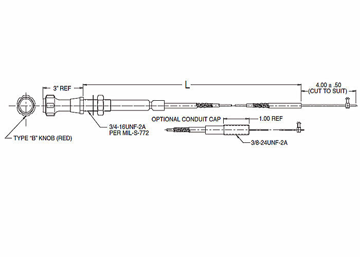 Cabos de controle marinhos resistentes, série push pull da mistura 565 - 558 do cabo de controle