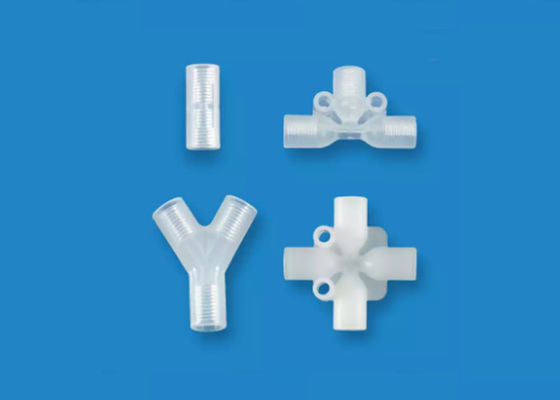 Conector de tubo de quatro vias de PP PTFE Conexão feminina de plástico