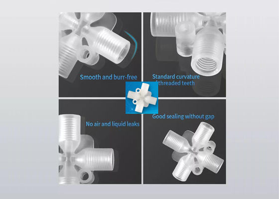 Conector de tubo de quatro vias de PP PTFE Conexão feminina de plástico