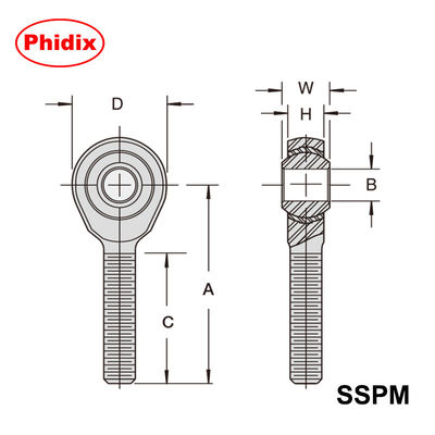 Endes de haste de aço inoxidável da série SSPM/SSPF: auto-lubrificante, design resistente à corrosão para controle de movimento industrial pesado