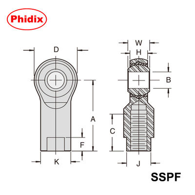 Endes de haste de aço inoxidável da série SSPM/SSPF: auto-lubrificante, design resistente à corrosão para controle de movimento industrial pesado
