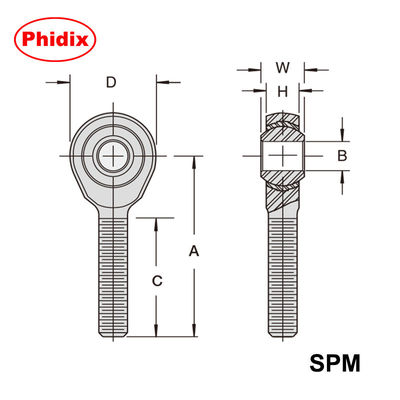 SPM/SPF Series Rod Ends ️ Self-Lubricating Nylon Raceway with Zinc & Dichromate Coating∙ Design resistente à corrosão/usura e baixa umidade para sistemas industriais de movimento