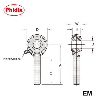 Endes métricos de hastes da série EM-M/EF-M: juntas pesadas resistentes à corrosão revestidas com PTFE para controle de movimento de baixa manutenção