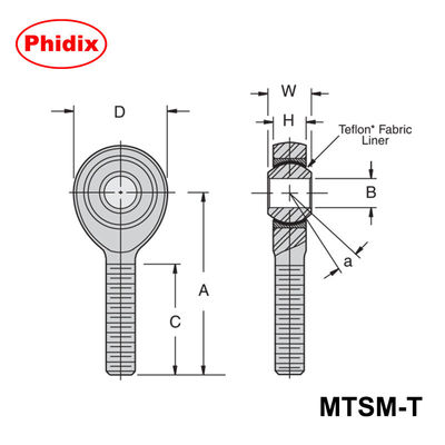 MTSM-T/MTSF-T Série PTFE revestido com pontas terminais: Rolamentos de baixa manutenção de alta precisão para automação e máquinas pesadas