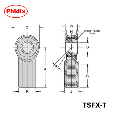TSMX-T/TSFX-T PTFE revestido extremidades de haste pesado de serviço