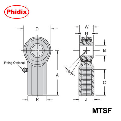 MTSM/Série MTSF Metal-a-Metal Rod Ends ∙ High-Load Precision Bearings para aplicações industriais