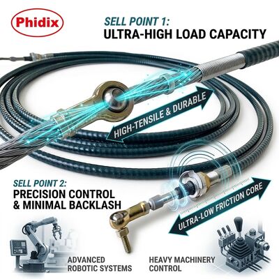 Cable de controle mecânico de montagem personalizada com raio de curvatura instalado até 5 polegadas OEM aprovado para sistemas de controle de precisão